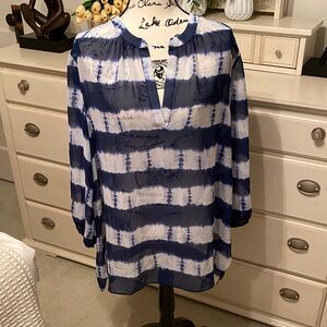 Banana Republic Blue and White Striped Blouse